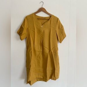 Linen Mustard Tunic - Asymmetric